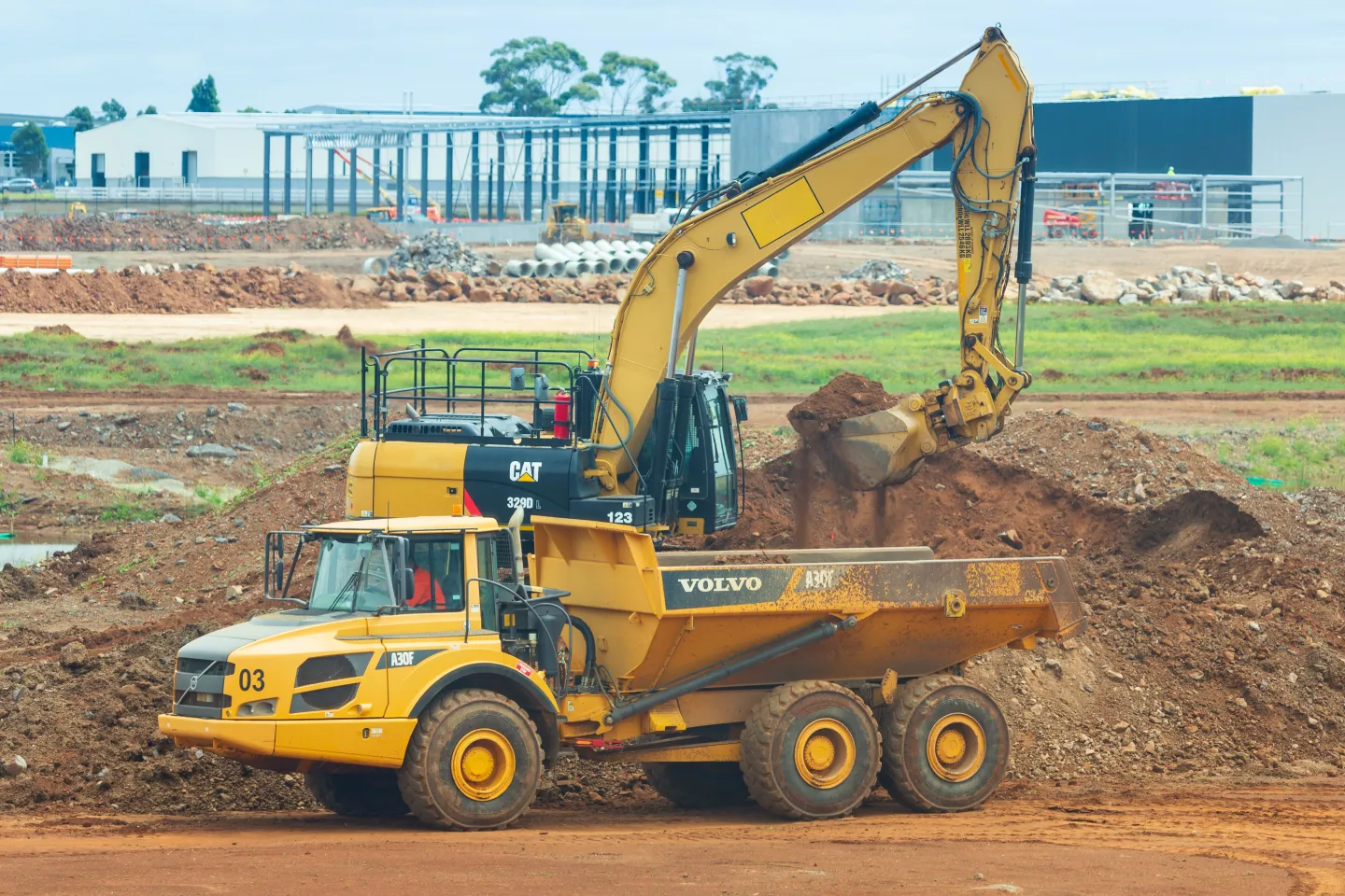 Construction machinery on a working site